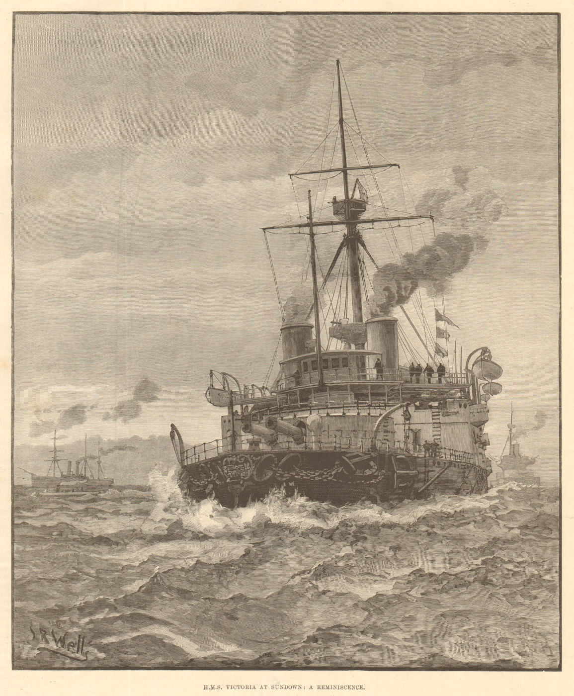 H. M. S. Victoria at sundown: a reminiscence. Royal Navy. Ships 1893 old print